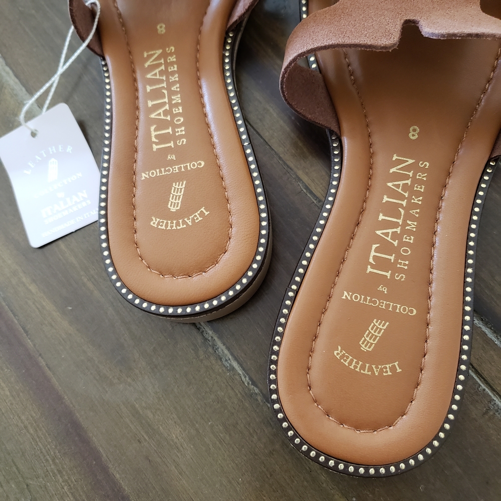 Italian Shoemakers Tan Slide Sandals - Picture 2 of 5